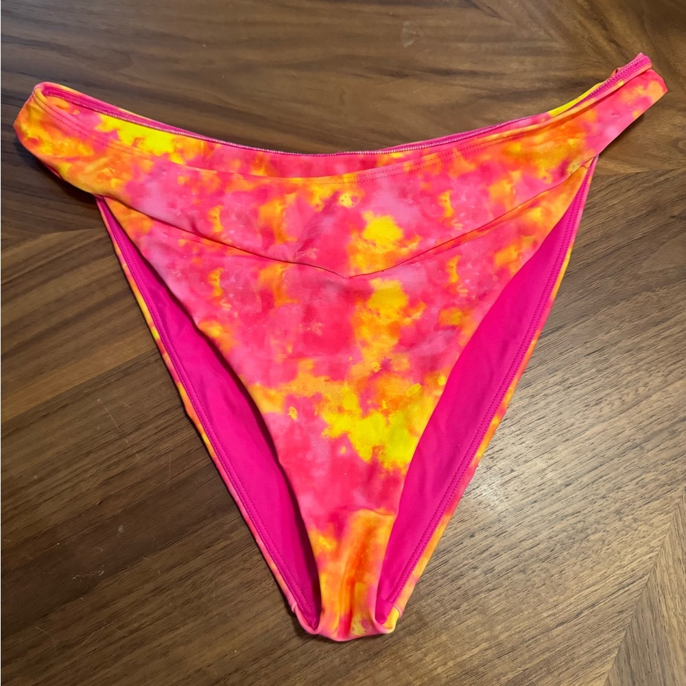 Lovers + Friends Kolbie Pink and Yellow Bikini Bottom